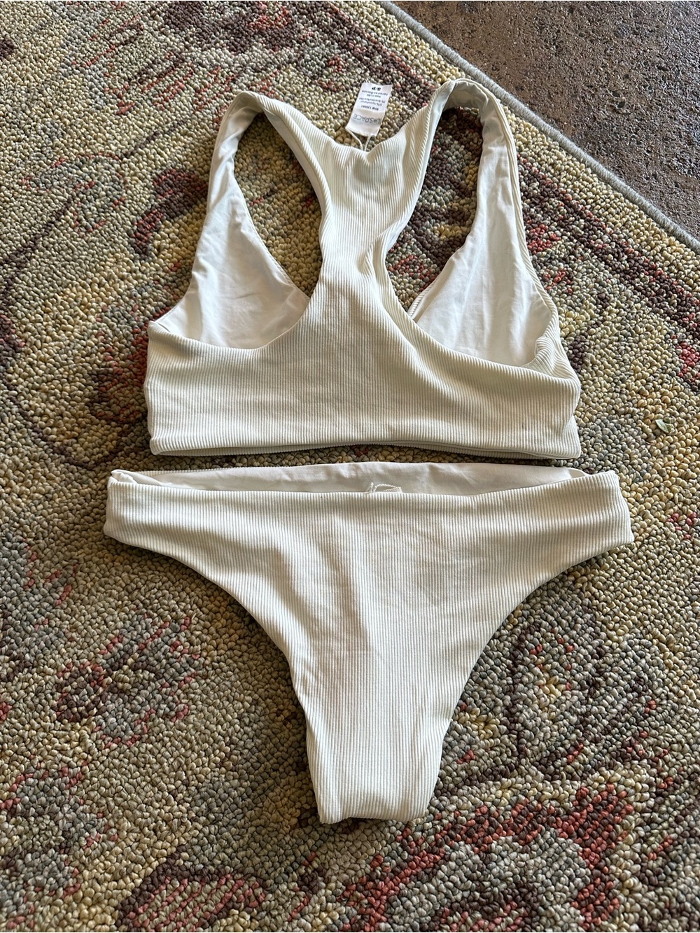 NWOT L*Space Ridin High ribbed bikini set cream small - Picture 4 of 5